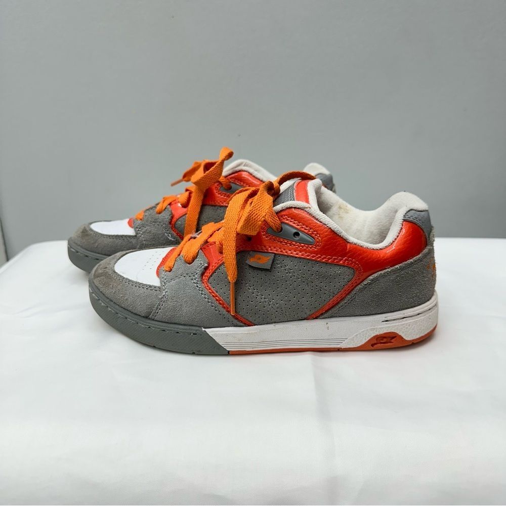 Tony Hawk orange white and grey leather suede skate shoes youth boys 4‎